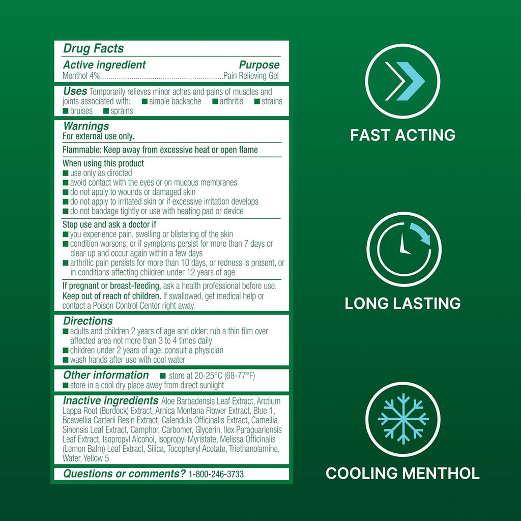Biofreeze Gel Pain Relief, Knee & Lower Back Pain Relief, Arthritis Pain Reliever, Sore Muscle Relief, Neck Pain Relief, Cooling Joint Pain Relief, Menthol Gel 3 Fl Oz