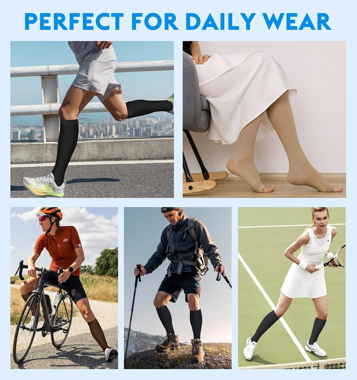 Compression Socks, Open Toe, Medical 20-30 mmHg Graduated Compression Stockings for Men Women, Knee High Compression Sleeves for Pregnancy, Varicose Veins, Relief Shin Splints, Nursing, Edema, Sports