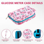 Lightweight Diabetes Travel Case, Diabetic Bag, Pink Flora | Portable Diabetic Supplies Travel Case for Glucometer, Blood Sugar Test Strips, Lancets & Syringes?Case Only ?