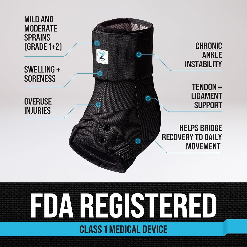 Reinforced Lace Up Ankle Brace for Men & Women, Sprained Ankle Support Wrap