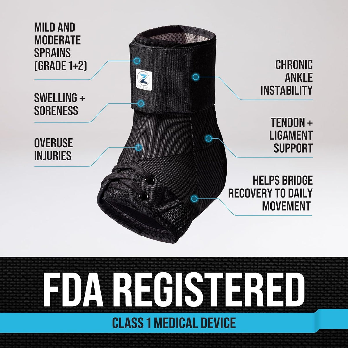 Reinforced Lace Up Ankle Brace for Men & Women, Sprained Ankle Support Wrap