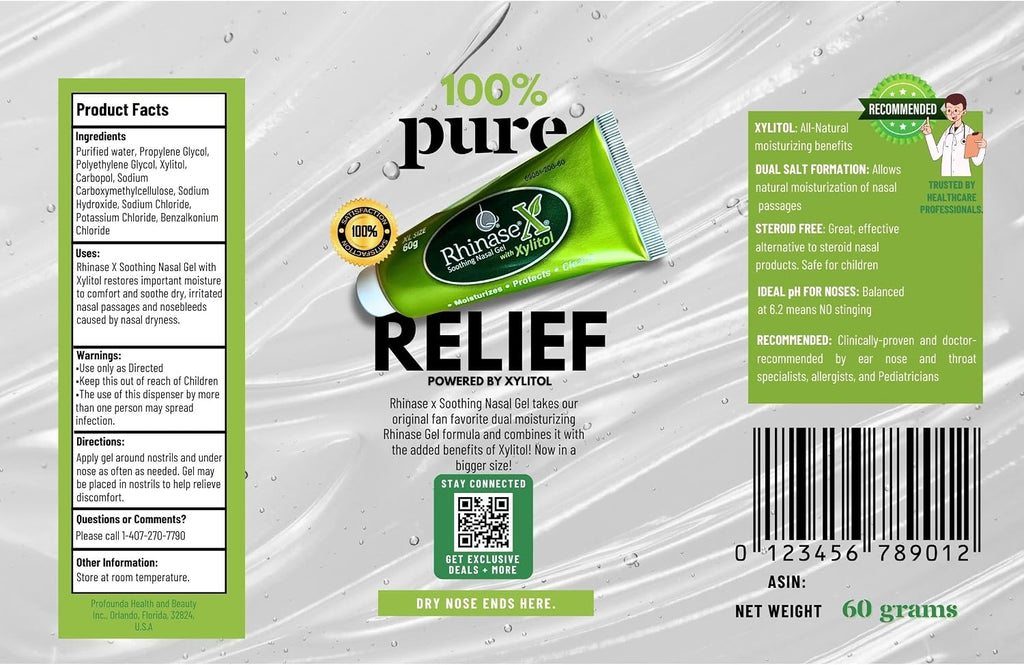 Rhinase X Nasal Gel | Long Lasting Symptom Relief from Nasal Dryness from Low Humidity and Allergy| Great for Travel Dryness Caused by Dry Nose. 60g