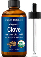 Organic Clove Essential Oil 30 ml - Pure, Undiluted for Teeth and Gums | Topical Clove Bud Essential Oil for Sore Muscles, Skin, Hair Care & Toothache - Natural Source of Eugenol - Nexon Botanics