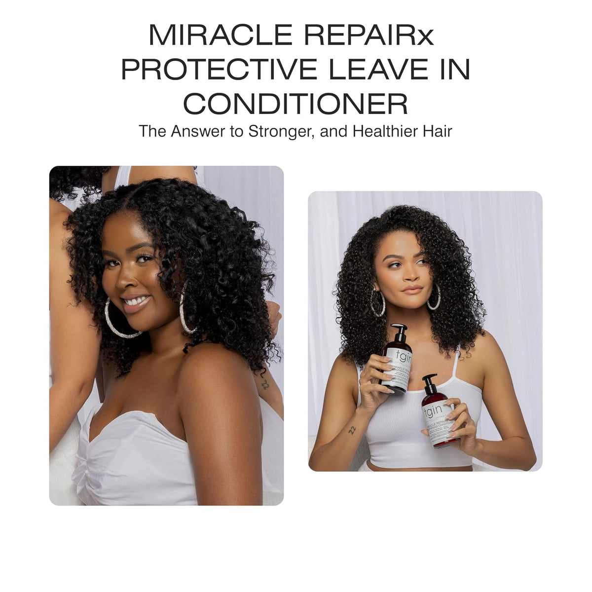 tgin Protective Leave In Conditioner – Restores Moisture & Shine – 13 oz | Miracle RepaiRx Leave In Conditioner For Curly Hair with Black Castor Oil & Biotin for Growth – Reduces Breakage & Split Ends