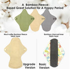 6 PCs Reusable Menstrual Pads, Ultra Absorbent Cotton Cloth Pads for Light / Heavy Flow, Cotton Sanitary Pads for Teens, Women, Nonslip Panty Liners + 1 pc Wet Bag (Mustard Yellow, Grey, Beige, XS)