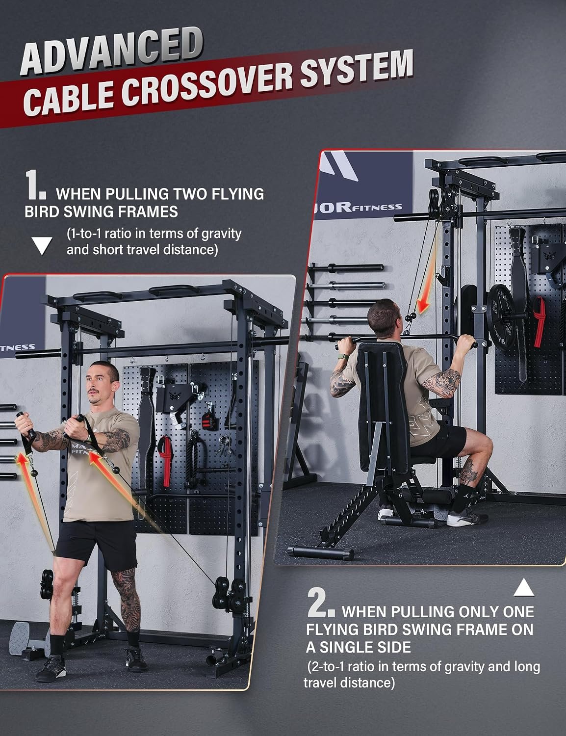 Major Fitness Drone3 Smith Machine, All-in-One Home Gym Power Rack | with Cable Crossover, Pull-Up Bars, T-Bar & Squat Station, Heavy-Duty Full-Body Workout for Strength Training