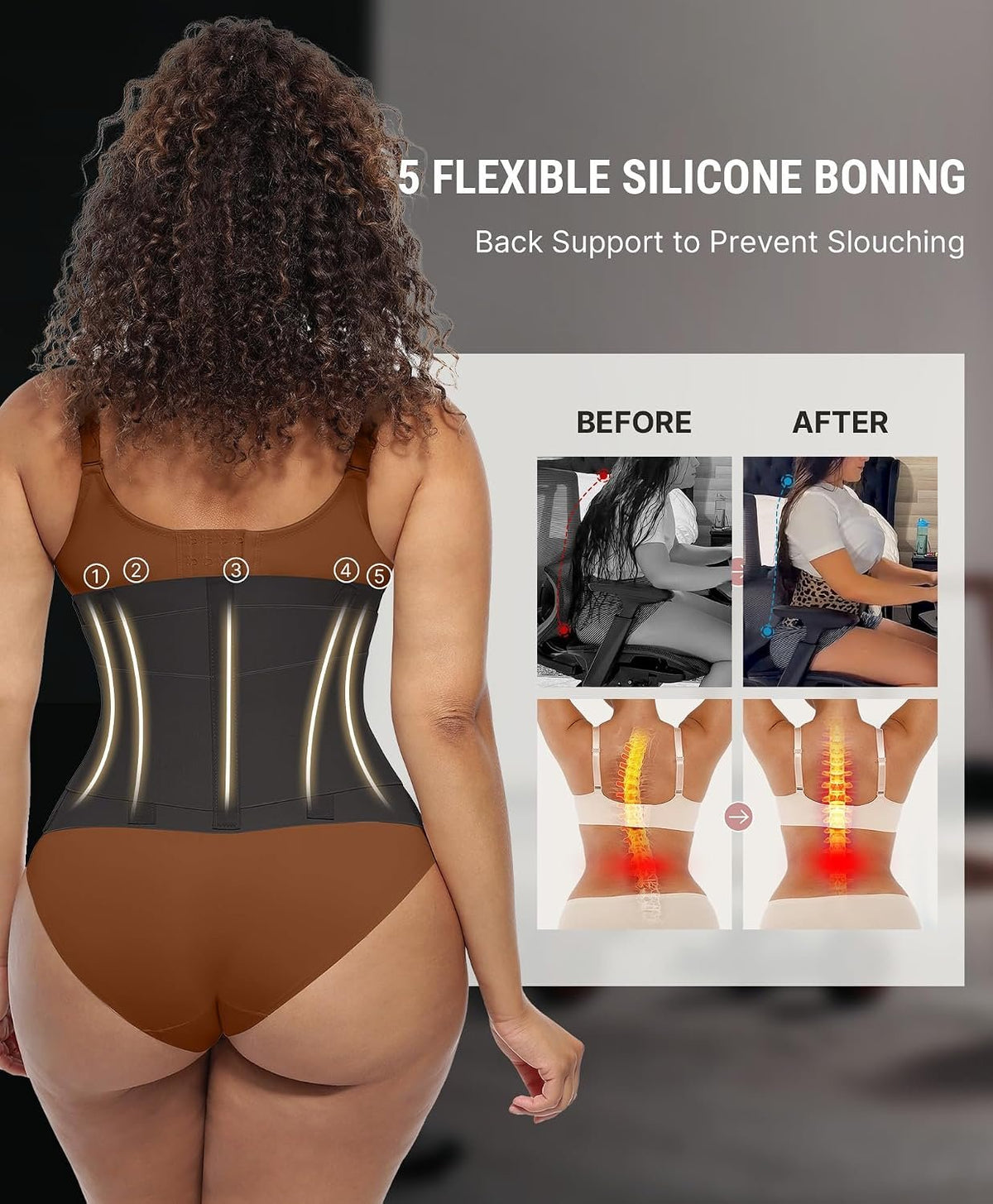 FeelinGirl Waist Trainer Belt Cincher Corset Tummy Control Faja Body Shaper