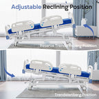 Premium Full Electric Hospital Bed for Home Use, 5 Function Medical Bed with 4.7” Foam Mattress, Height Adjustable, Central Locking System, Includes Sheets (2X)