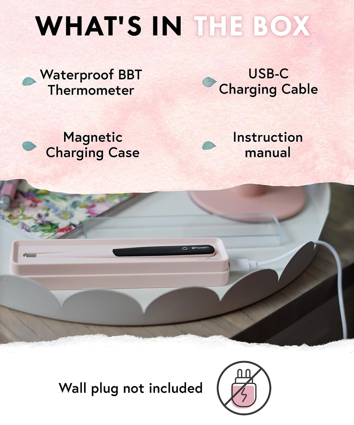 iProven Rechargeable Basal Body Thermometer, 0.01° Precision, Silent Buzz | Accurate 70-Sec Readings, Backlit Display, Last Memory Recall, BBT Thermometer for Natural Ovulation Tracking