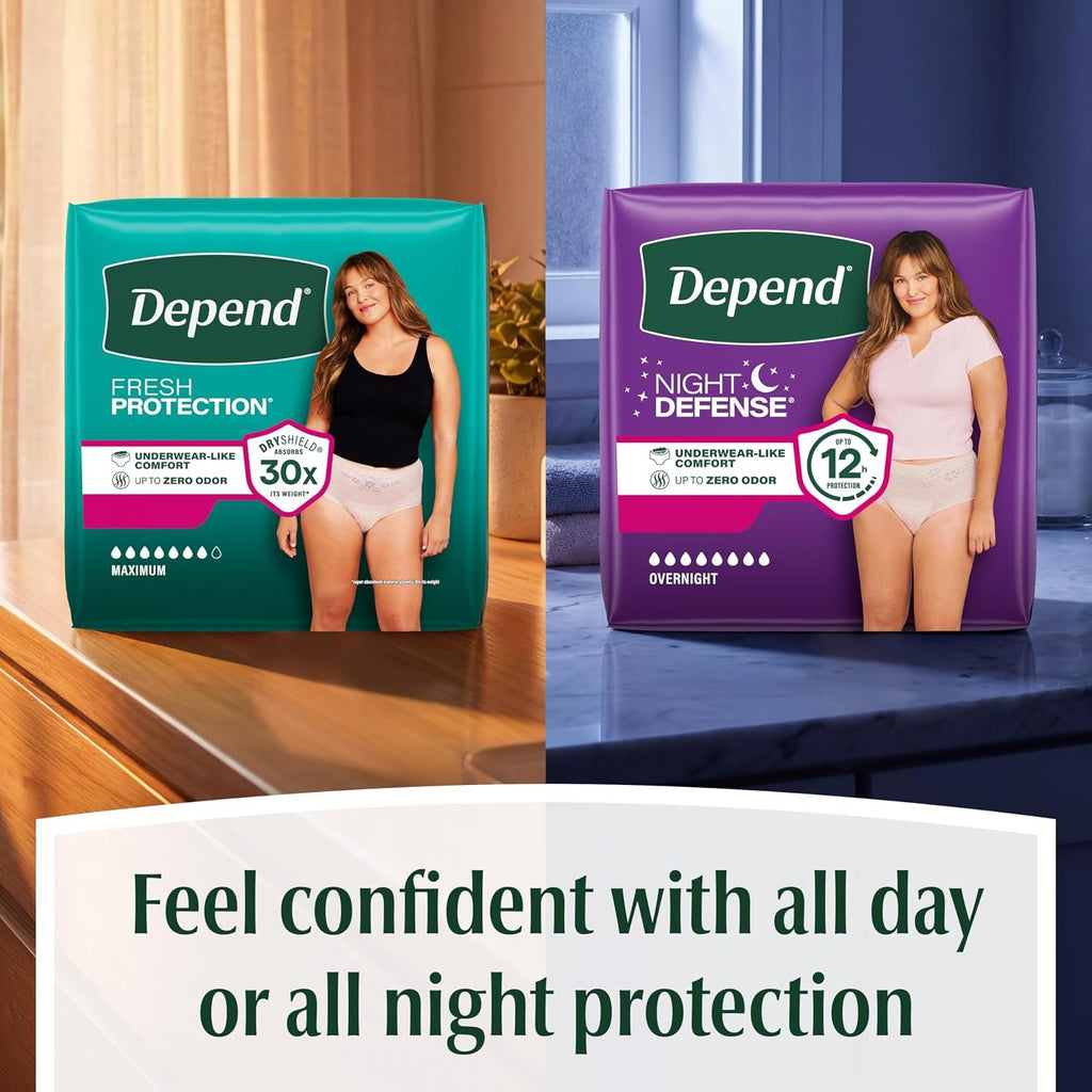Depend Fresh Protection Adult Diapers for Women, Medium, 76 Count