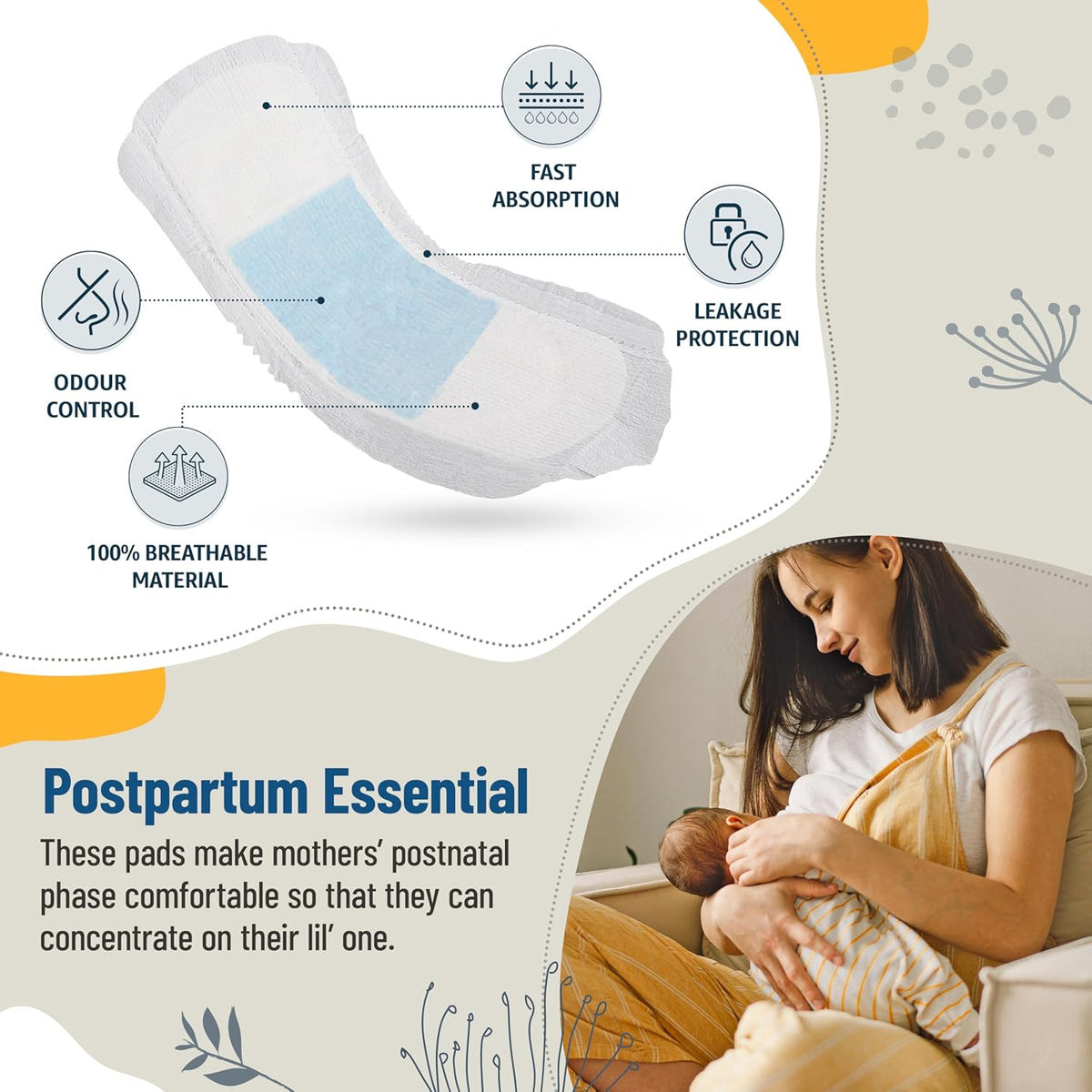 LuvLap Extra Absorbent Maternity Pad, 10's x 6 Pack (60 Pads), 0-2 Weeks Post-Birth, After Delivery Pad for Heavy Flow, Sanitary-Pad for Women, Ultra Soft-Pads for Maternity Flow, Postpartum Bleeding