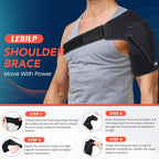 Shoulder Brace with Adjustable Compression Sleeve Rotator Cuff Support & Arm Sling, Hot/Cold Pack Compatible, Breathable Stabilizer for Pain Relief, Fits Left/Right Arm, Men & Women (Large) (Large)