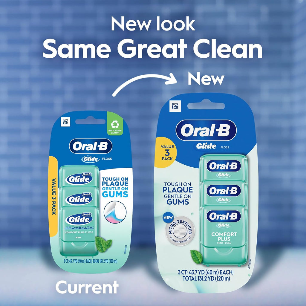 Glide Comfort Plus Dental Floss, Extra Soft, Value 3 Pack (40m Each)