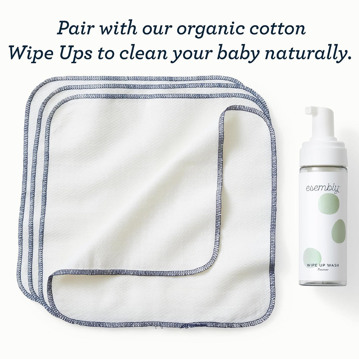 Esembly Wipe Up Wash Refill, Organic No-Rinse Foaming Wipes Solution, Natural Baby Wipe Solution for Reusable Wipes, Concentrate Refill Only, 8oz Bottle