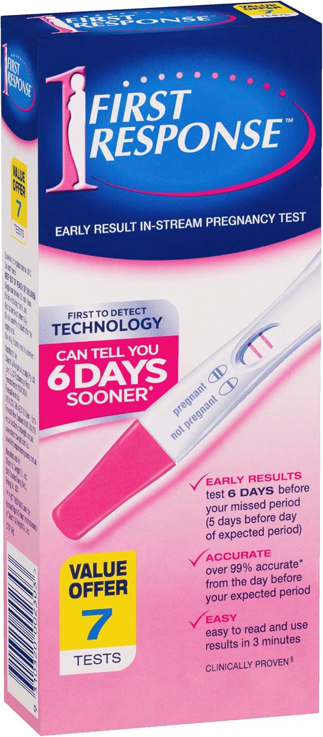 First Response Early Detection Pregnancy Tests, 7pk - Over 99% Accurate, Fast Results, Easy To Use, Detects Low hCG Levels, Detects 6 Days Early, Convenient Testing Any Time Of The Day