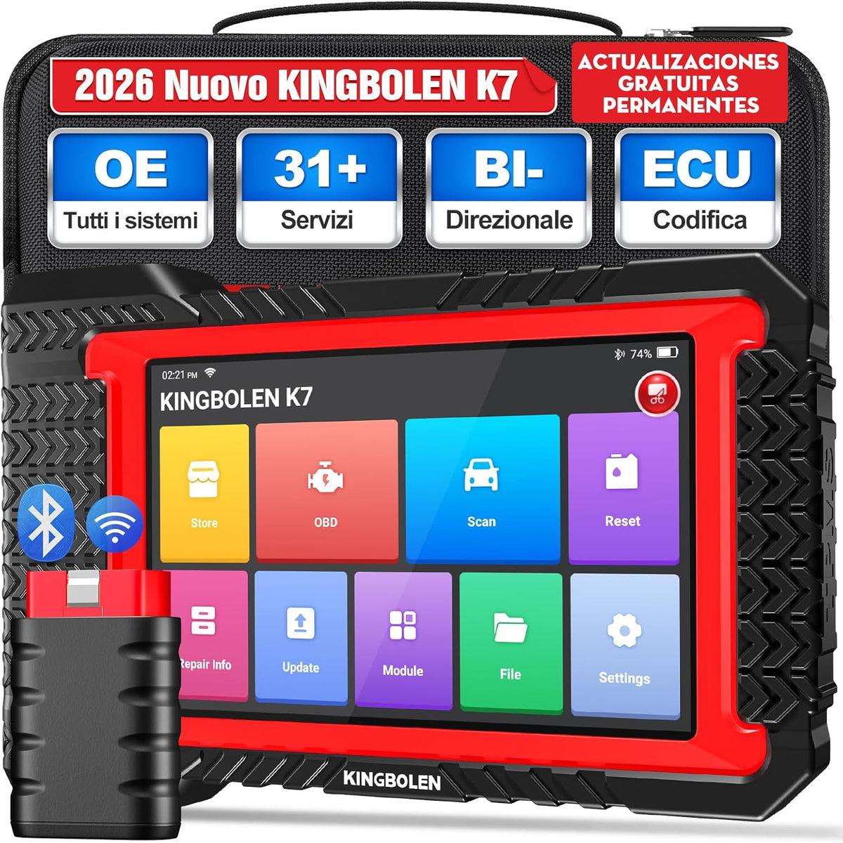 KINGBOLEN K7 OBD2 Multi-brand Car Diagnosis, Bidirectional Car Diagnosis Machine, ECU Coding Online,Full System Diagnosis 31+ Services,Free Updates for Life
