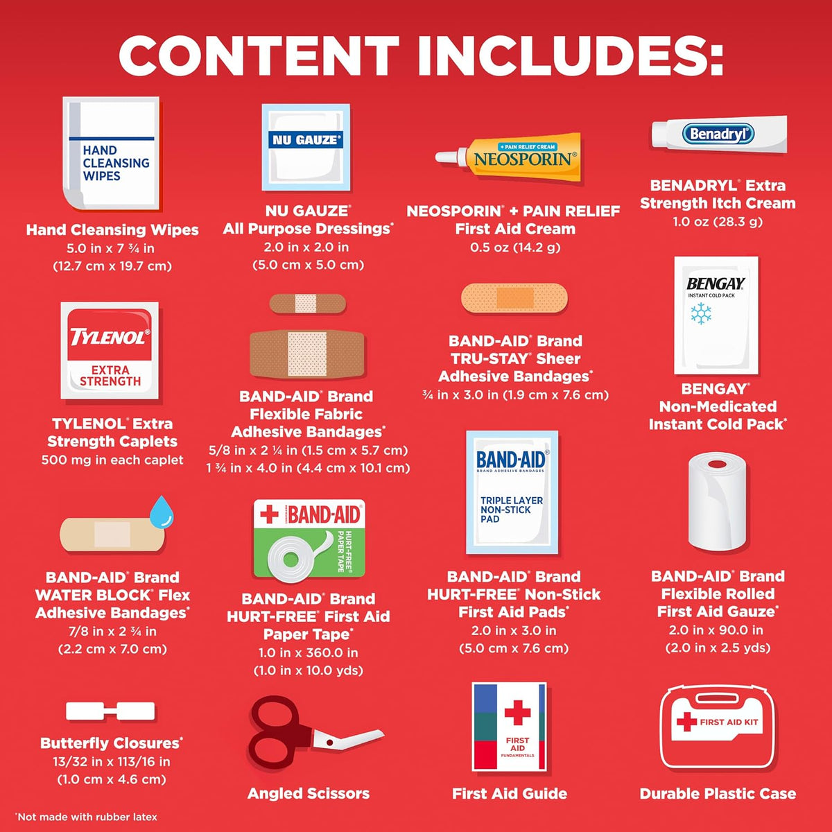 BAND-AID Brand All-Purpose Portable Compact First Aid Kit, 160 Piece | Emergency Wound Care Essentials with Adhesive Bandages, Gauze & Pain Relief for Home, Car, Dorm, Camping, Cruise & Travel
