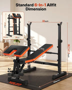 YOLEO 6-in-1 Weight Bench Set, 880LBS Adjustable Bench with Rack & Curl Pad | FID Adjust 41" Bench, Preacher Curl, Fits 5-6 ft Olympic Bar, Foldable Storage, Reinforced Steel Frame for Full-body Training