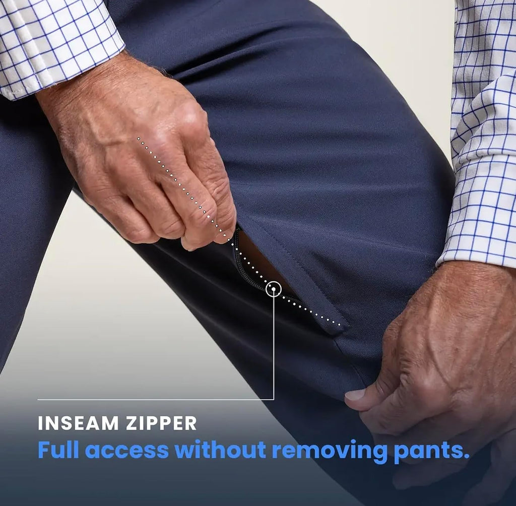 Joe & Bella CareZips® Adaptive Pants for Men - Elastic Waist Easy-Access Side & Inseam Zipper - Alternative to Tear Away
