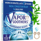 Vapor Soothers Nasal Dilators for Breathing & Congestion Relief | Nose Plugs for Smells | Hidden Nostril Opener Inserts with Menthol | Snoring Support for Day & Night Use, Peppermint, 28 Count