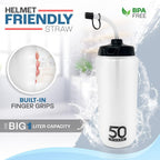 50 Strong | Hockey & Lacrosse Water Bottle with Straw, 2-Pack, 1 Liter