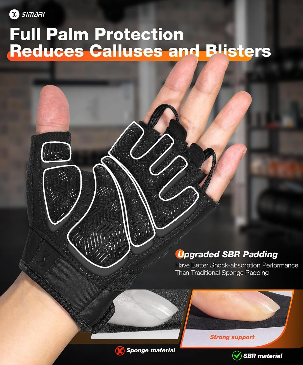 SIMARI Breathable Workout Gloves with Cushion Pad/Grip/Reduce Calluses, Weight Lifting Gloves for Gym Exercise, Cycling, Weightlifting Training, Fitness, Pilates, Kayaking, Gift for Men & Women