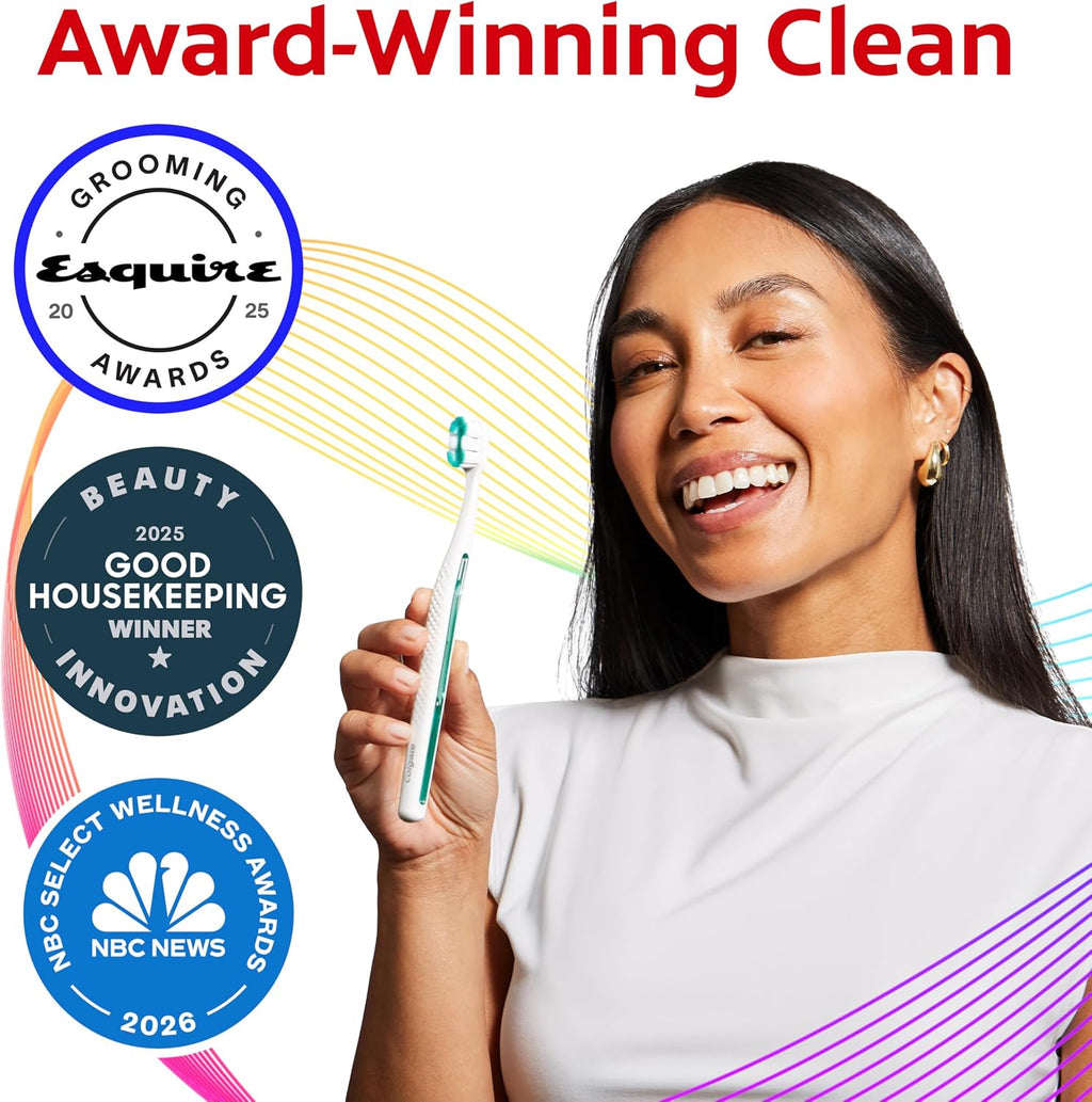 Colgate Total Foaming Clean Toothbrush, Soft, White, 2 Pack | Remove Plaque, Floss-Tip Bristles, Helps Reach Deeper Along the Gumline and Between Teeth, High-Density Soft Bristles
