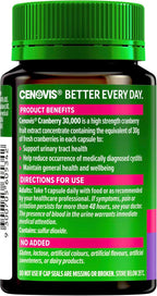 Cenovis Cranberry 30,000 30 Capsules - Maintains Urinary Tract Health - Helps Reduce Occurrence of Medically Diagnosed Cystitis - Supports General Wellbeing