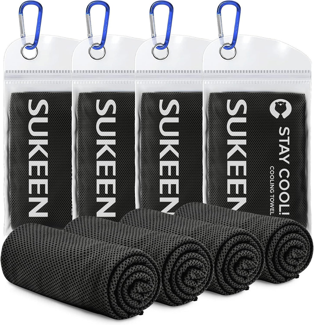 Sukeen 4 Pack Cooling Towels (40"x12") for Neck and Face Instant Cooling | Stay Cool in Hot Weather,Versatility,Soft,Breathable,Durability for Sports,Outdoor activities,Summer works in heat