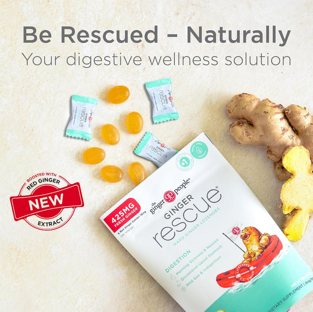 Ginger Rescue Digestive Wellness Lozenges (Hard) Nausea Relief 30ct