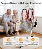 VOCIC Electric Patient Lift for Home, Floor-to-Bed Transfer Aid Lift Chair for Elderly, Foldable Patient Lift with Wireless Lithium Handset, Manual Emergency, 330lbs Capacity, Includes Sling, AY05