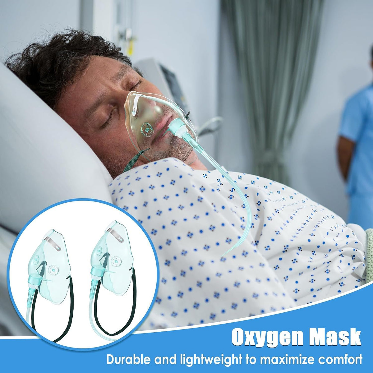 Geiserailie 2PCS L Oxygen Mask with 6.6 Ft Tubing and Adjustable Strap