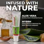 Secure Sensitive Denture Adhesive Cream, Zinc Free Denture Glue, 1.4 oz | Aloe Vera & Myrrh to Nourish Your Gums - Uppers, Lowers & Partials - Waterproof & Zinc Free - Less Adhesive, More Hold