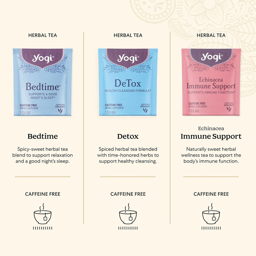 Yogi Organic Tea Sampler Gift Box (45 Tea Bags) Assorted Delicious Wellness Blends - 9 Favorite Herbal, Green & Black Varieties