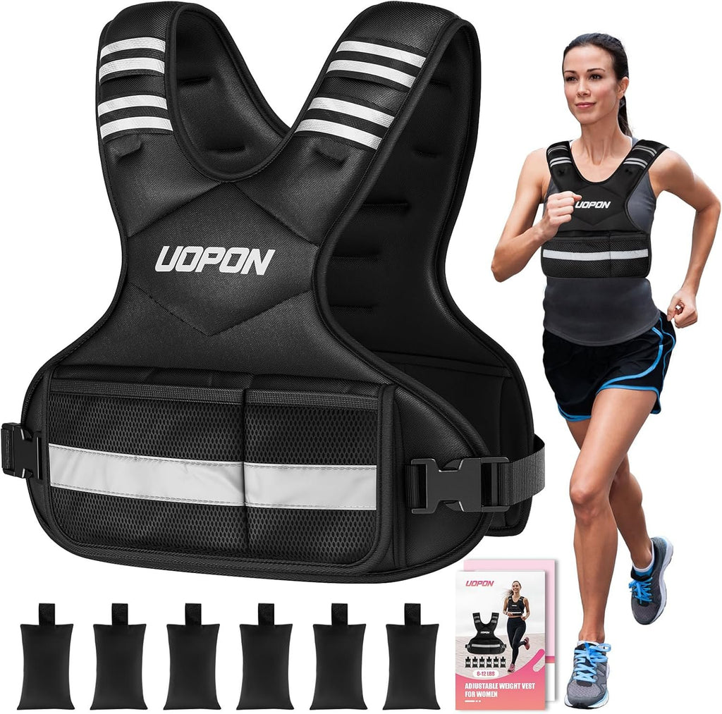 Adjustable Weighted Vest Women, 6-12 Lb Ruck Vest with 6 Ironsand weights