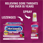 Chloraseptic Max Strength Sore Throat Lozenges, Wild Berry, 15 Count | Numbs Throat in Seconds*, Extra Soothing Liquid Center, Oral Pain Reliever Lozenges, Fast Acting, Cold and Flu Symptom Relief