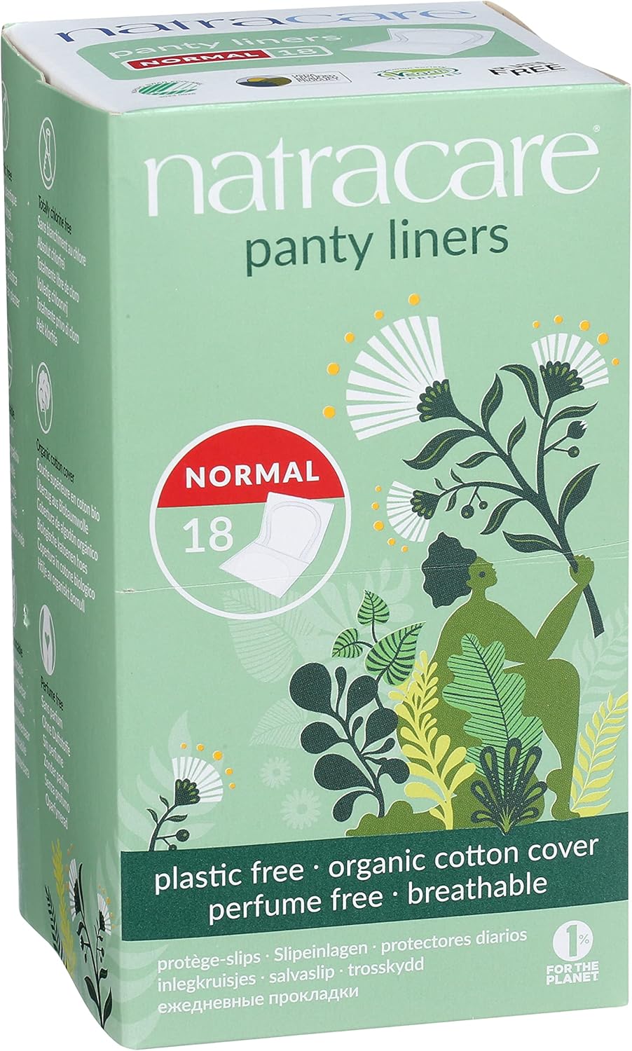 Natracare Normal Wrapped Panty Liners, 18 count