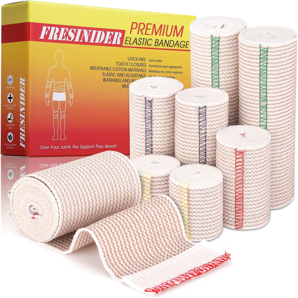 FRESINIDER Premium Elastic Bandage Wrap 8 Pack, 2-6 Inch, Hook and Loop