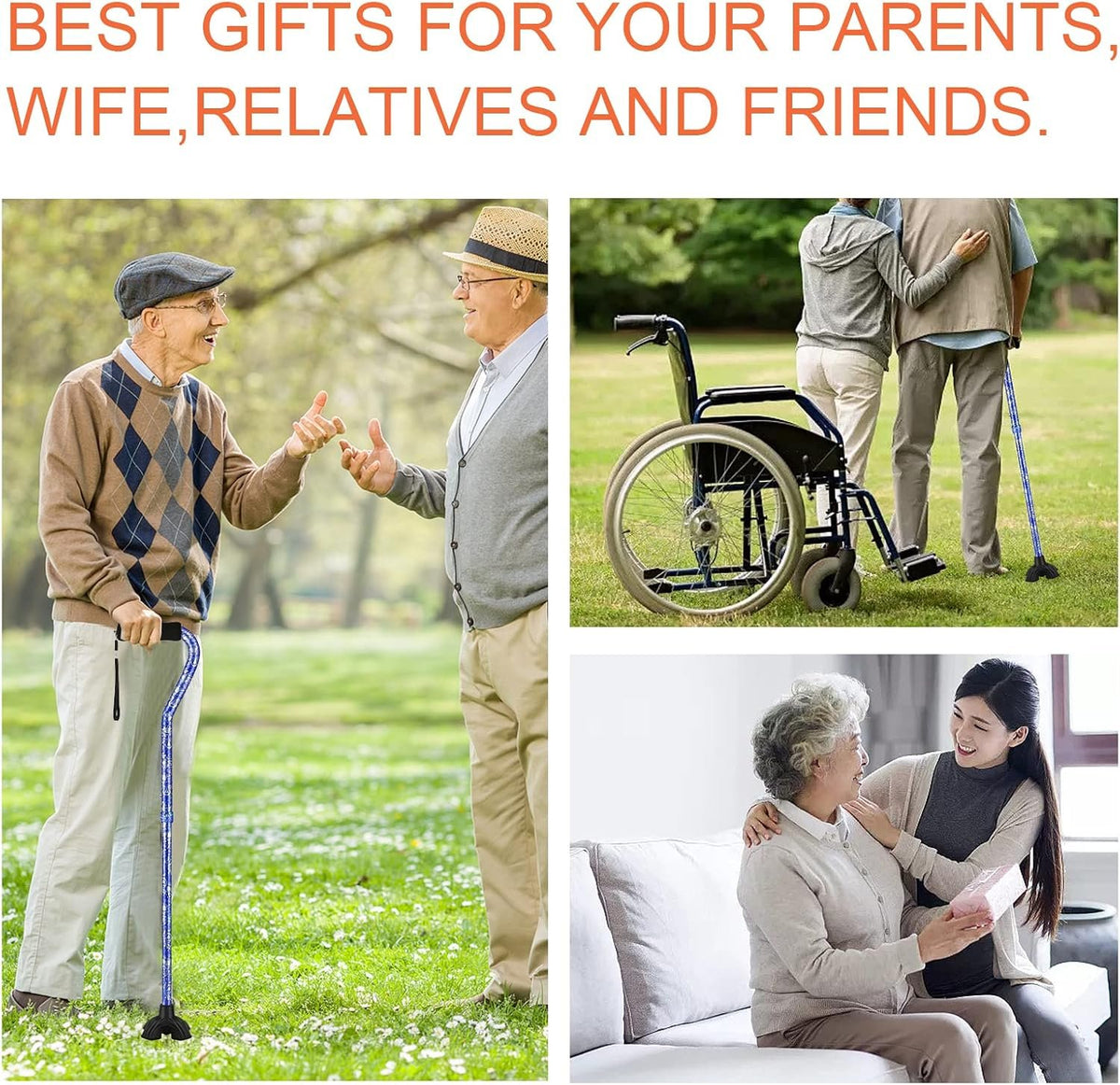 Floral Canes for Women Folding Cane for Stability with Non-Slip Base, Adjustable Walking Cane for Seniors - Lightweight Collapsible Walking Sticks with T & Offset Handle