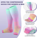 LEVSOX Open Toe Compression Socks for Women & Men 20-30mmHg Toeless Sock Knee High Support Stockings for Circulation Nurses Pregnant Travel
