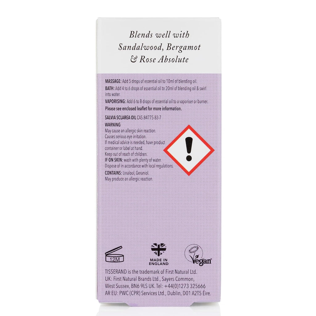 Tisserand Ethically Harvested Pure Essential Oil - Essentials for Menstrual Cycle Regulation and Soothing Digestive Spasms - Clary Sage - 0.3 oz