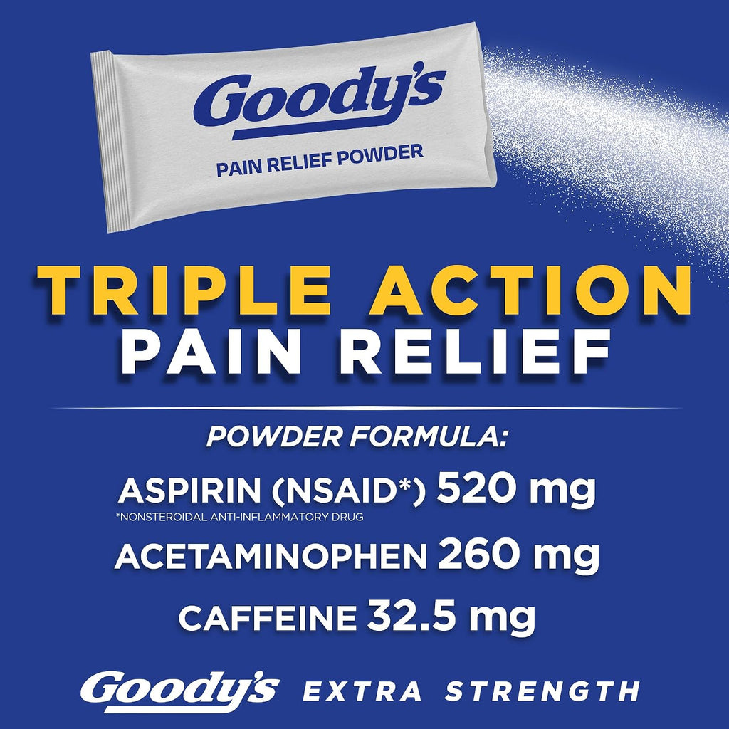 Goody's Triple Action Headache Powder, Extra Strength Pain Relief, 50 Count | Fast Pain Relief, Goodys Headache Relief, With Acetaminophen, Aspirin & Caffeine, For Adults, Dissolve Packs