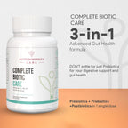 Autoimmunity Care Complete Biotic Care – 3-in-1 Pre Pro & Post Biotic Supplement | Prebiotics + Probiotics Supplement with Postbiotics, for Women & Men | Digestion Improve Supplement, Gut & Immunity | 60 Caps (30 dose)