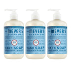 MRS. MEYER'S CLEAN DAY Hand Soap, Rain Water Scent, 12.5 Fl Oz Bottle - 3 Pack | Moisturizing Liquid Hand Soap, Softens and Cleans Hands, Cruelty Free, Made with Essential Oils, Olive Oil, and Aloe Vera