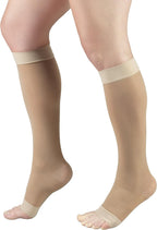 Truform Sheer Compression Stockings, 15-20 mmHg, Women's Knee High Length, Open Toe, 20 Denier, Medium