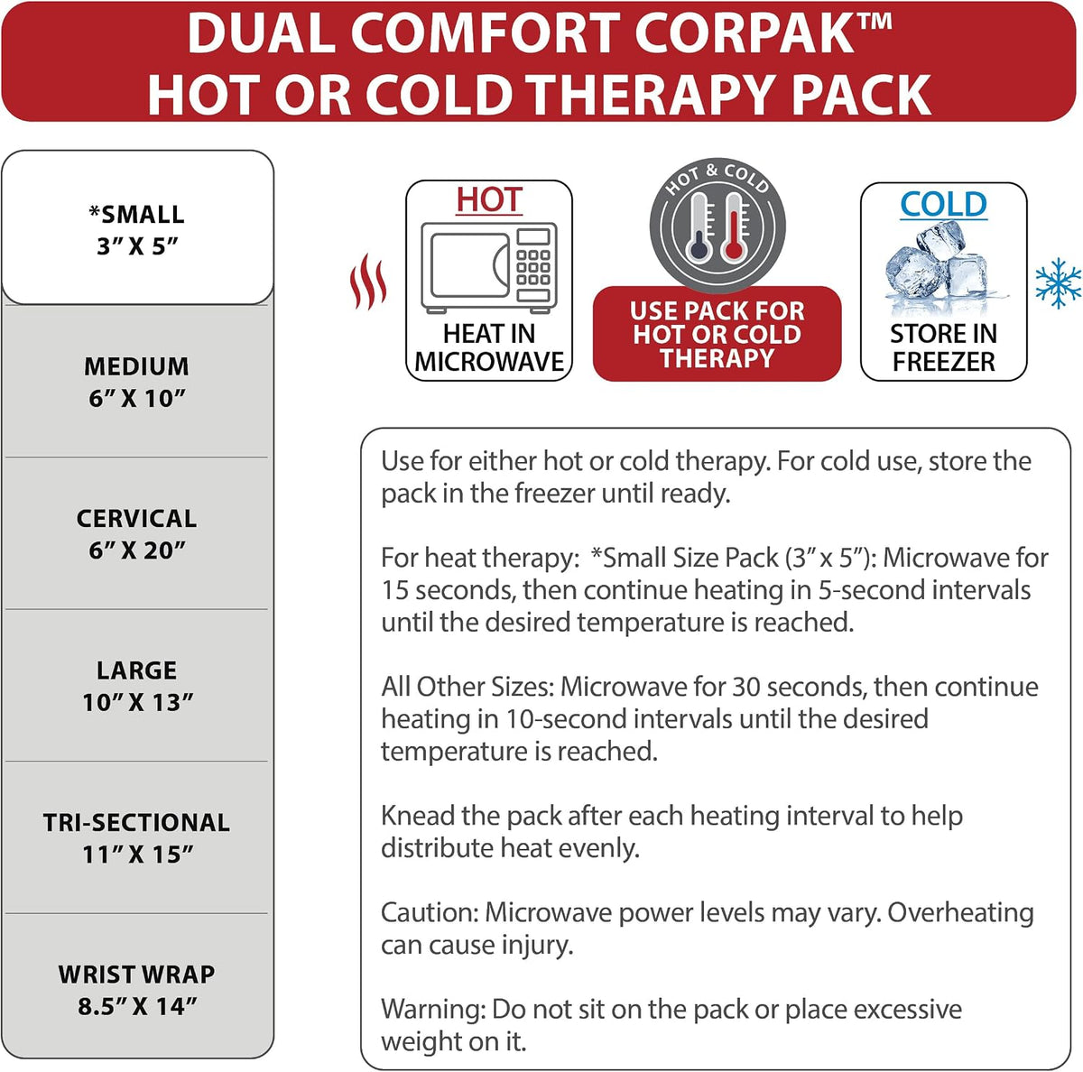 Core Products Soft Comfort CorPak, No Frost Hot and Cold Therapy Pack - 6" x 10", Made in The USA- 2 Pack