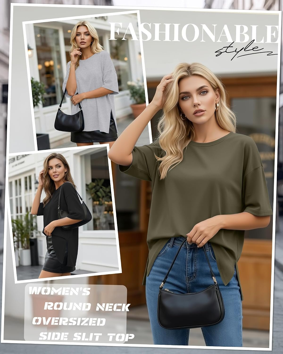 Huukeay 3 Pack Women's Oversized Workout T Shirts Short Sleeve Loose Fit Gym Tops Crewneck Casual Summer Basic Tees