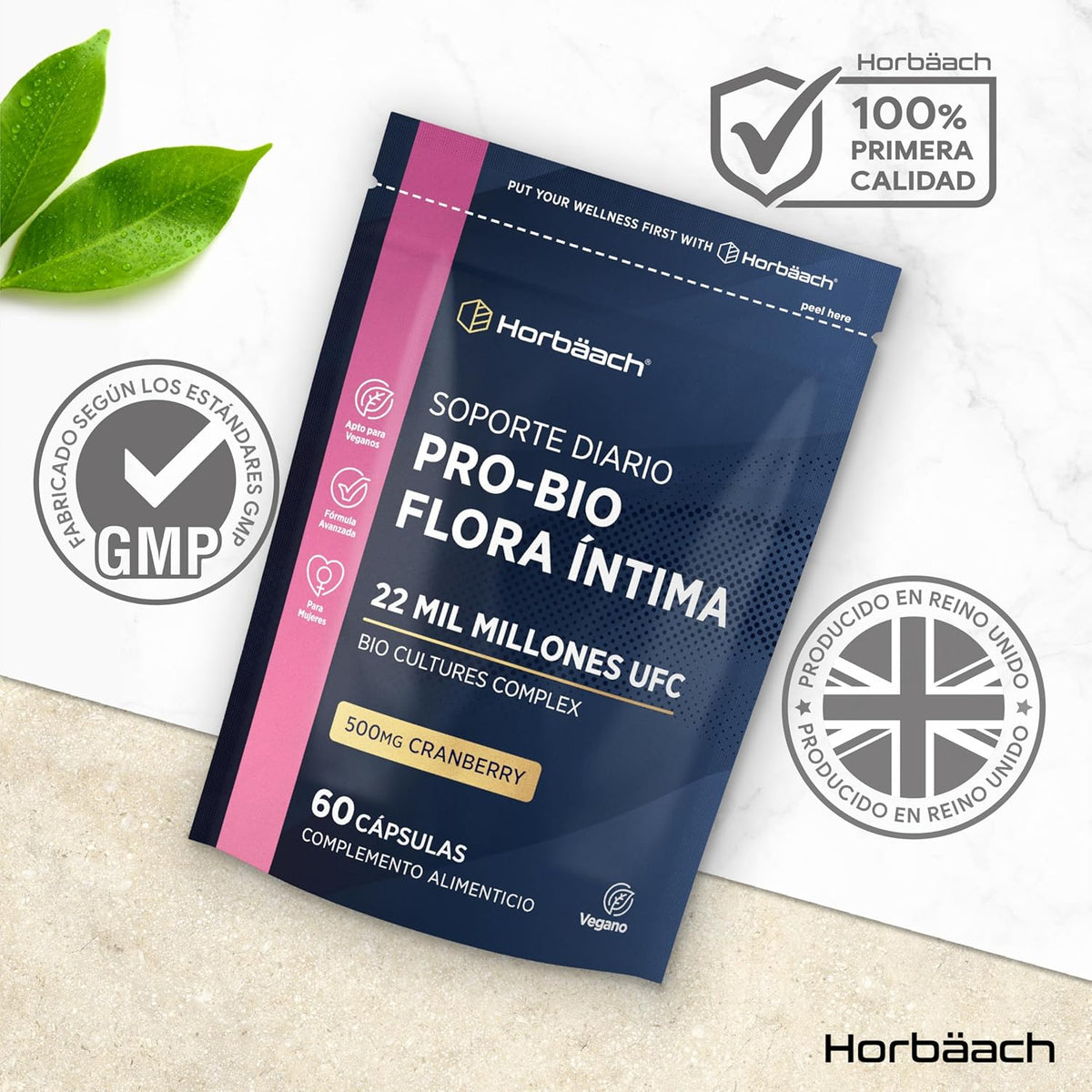 Pro-bio Woman Intimate Flora 22 Billion CFU with Cranberry | Inner Balance with Lactobacillus Reuteri + Lingonberry Extract | by Horbaach