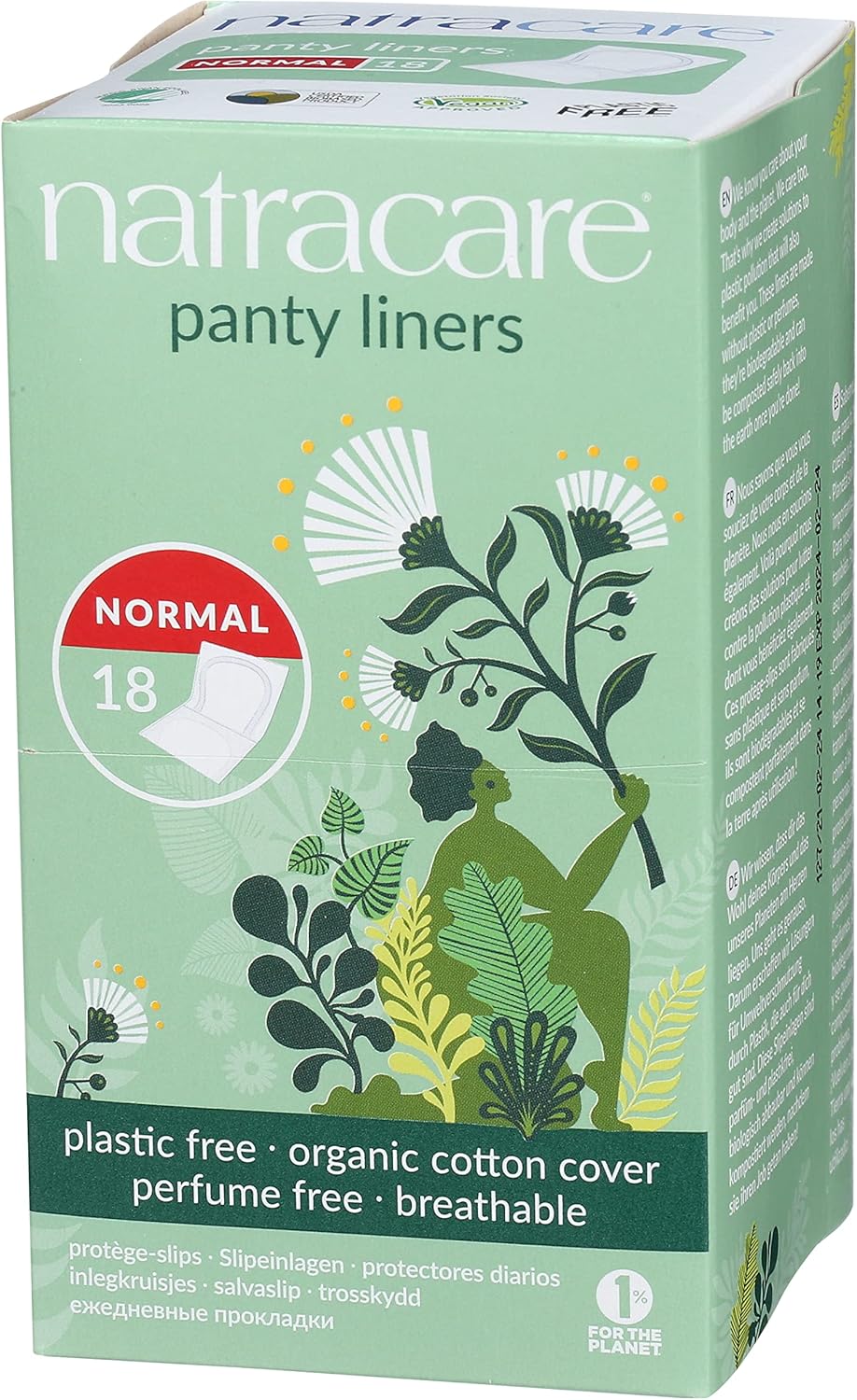 Natracare Normal Wrapped Panty Liners, 18 count