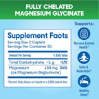 SlowMag Magnesium Glycinate Caplets, 100 Count, Slow-Release, Calm & Stress Support, Healthy Sleep, Gentle on Stomach, Chelated Magnesium Glycinate Supplements for Women & Men